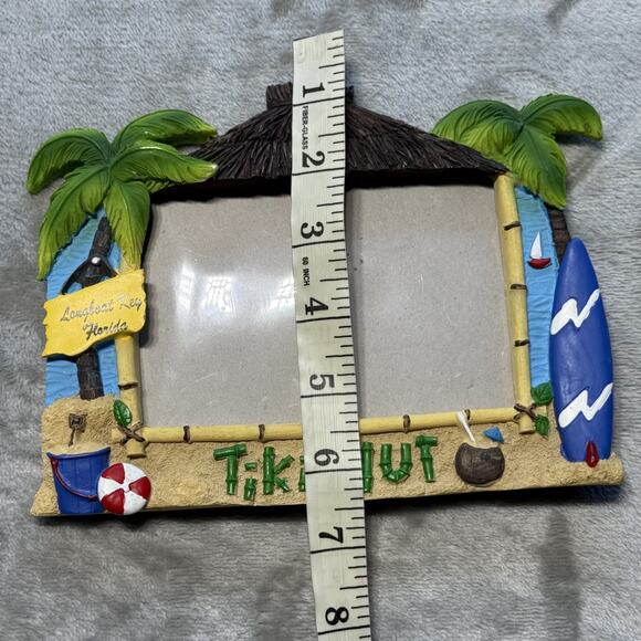 Vintage 4 x 6 Picture Frame 3D Longboat Key Florida Tiki Hut Vacation - Picture 5 of 5